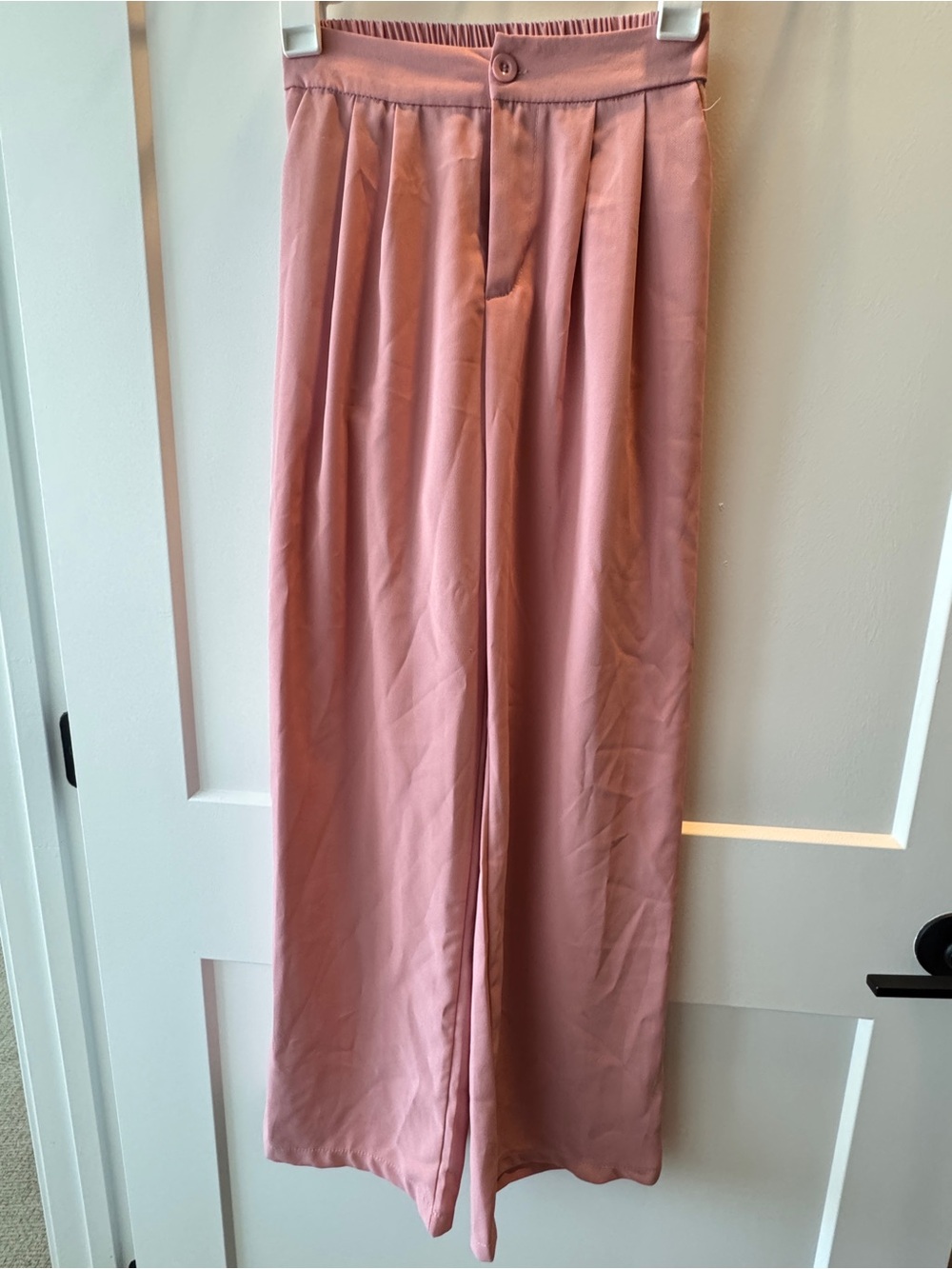 Wide Leg Satin Pants - Dusty Rose